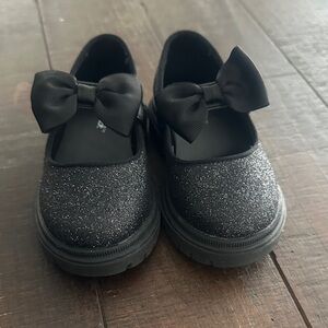 Cat & Jack Sparkly Black Dress Shoes with Bow